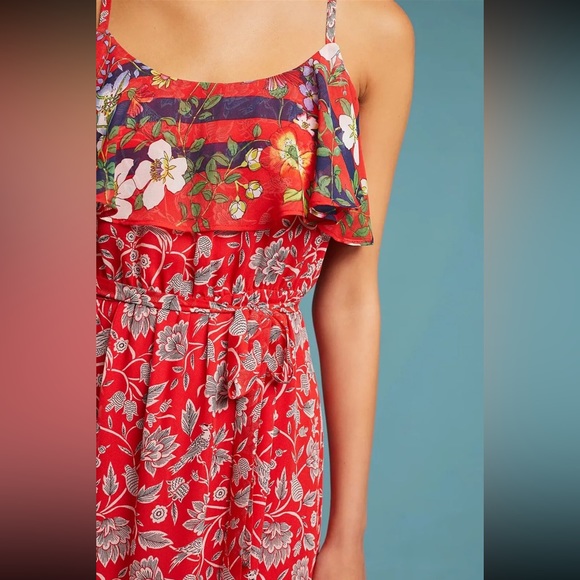 New Anthropologie red floral dress; One September brand “Zuri” Dress Size Medium - Picture 3 of 13